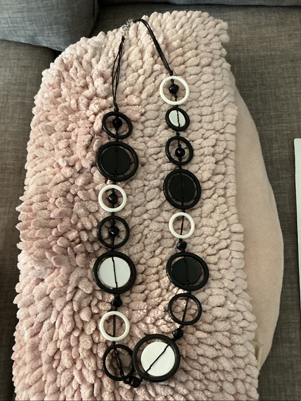 Chico's Black and White Circular Pendant Lanyard
